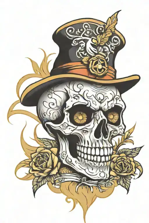 motivation skull 3 eyes tattoo design idea