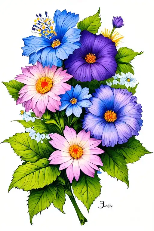 Asters and Morning Glories flowers those are my birthday flowers for September. I wanna have a cross tattoo design idea