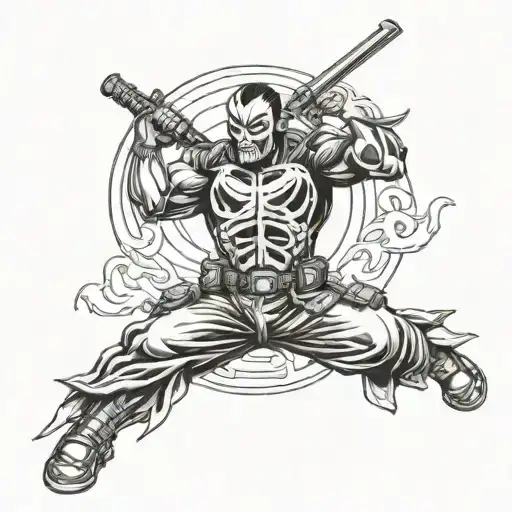 japanese jujutsu punisher tattoo design idea