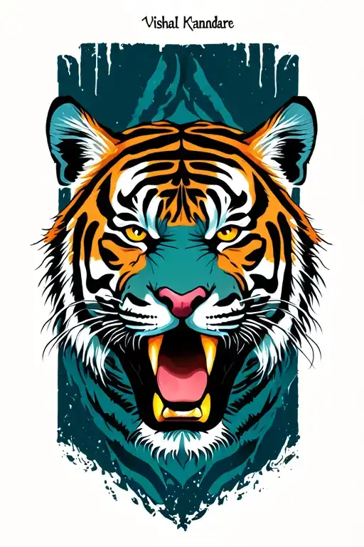 "Vishal Khandare " tiger face tattoo design idea