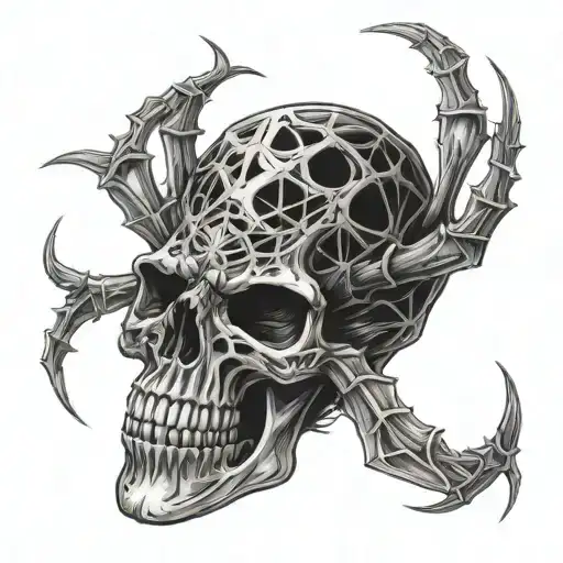 spider and skull tattoo design idea
