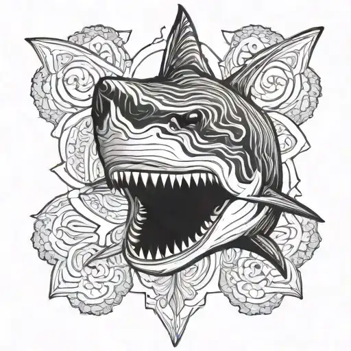 shark head beautiful blackwork tattoo tattoo design idea
