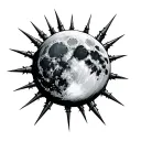 Make a full moon surrounded by spikes with spikes that click and harm it and that this pain is reflected in the mole tattoo design idea