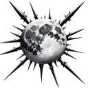 Make a full moon surrounded by spikes with spikes that click and harm it and that this pain is reflected in the mole tattoo design idea