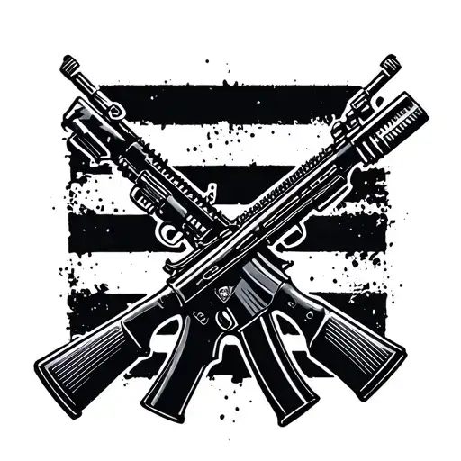 Incorporate the iconic symbol of the US Army infantry crossed rifles in a modern and abstract way tattoo design idea