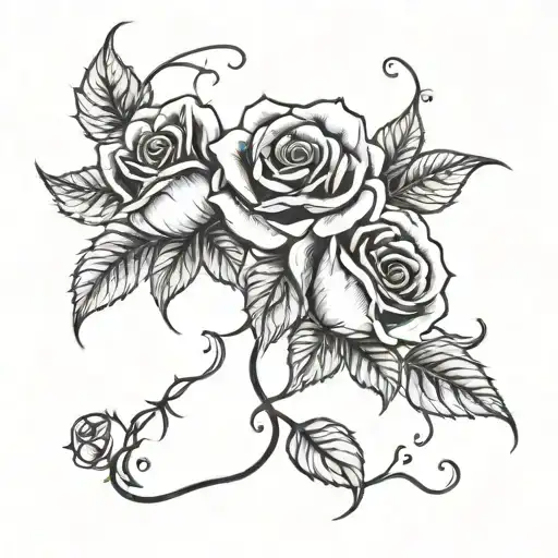 roses and fire tattoo design idea