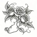 roses and fire tattoo design idea