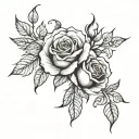 roses and fire tattoo design idea