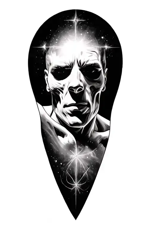 Pulsar Star with mans body and soul tattoo design idea