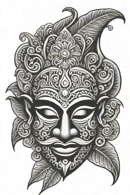 Sri Lankan mask tattoo design idea