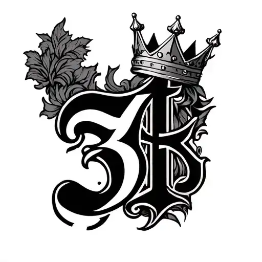 mlg 3 in roman numerals with a crown on top tattoo design idea