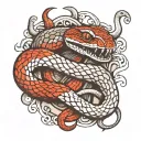 snake wrapped around chef knife intertwined tattoo design idea