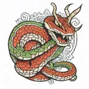 snake wrapped around chef knife intertwined tattoo design idea