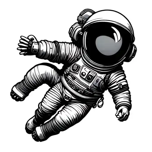cartoon astronaut floating tattoo design idea