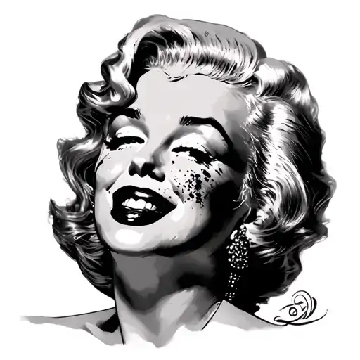 Marilyn Monroe portrait smile on cry later mask tattoo design idea