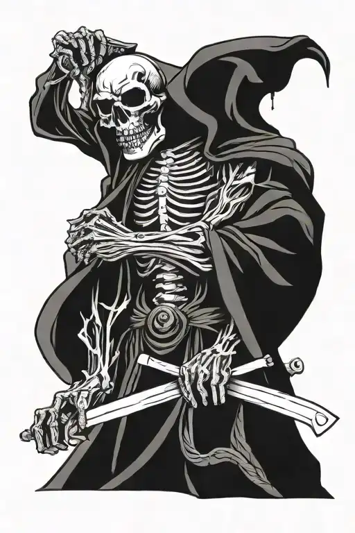 Ken block grim reaper holding a scythe tattoo design idea