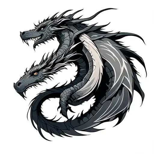 norse dragon back tattoo with Queen tattoo design idea