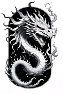 dragon breathing fire water earth tattoo design idea