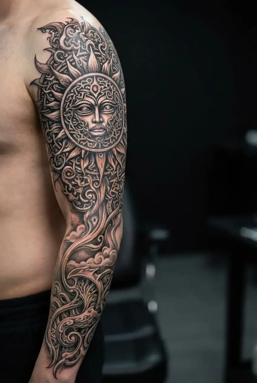 karna sun symbol tattoo design idea