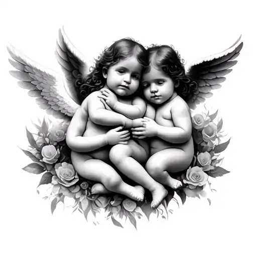 3 Baby Angels tattoo design idea
