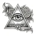 money with illuminate eye in triangle tattoo design idea