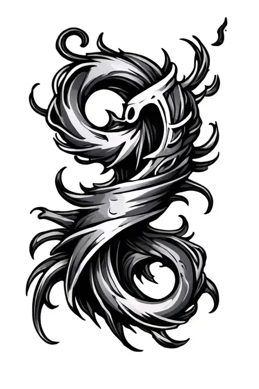 A rebellion relic, curving in dips and swirls,  full sleeve tattoo design idea