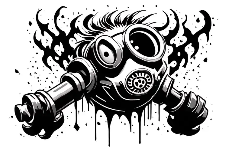 gas masked minion tattoo design idea
