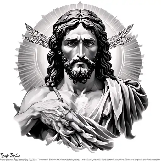zeus greek mythology tattoo and jesus christ black full sleeve tattoo design idea