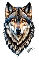 wolf face tattoo design idea