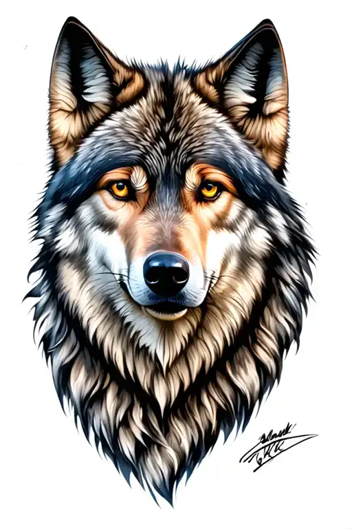 wolf face tattoo design idea