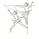 Stick figure tightrope dancer falling from tightrope and another stick figure being ready to catch, love tattoo tattoo design idea