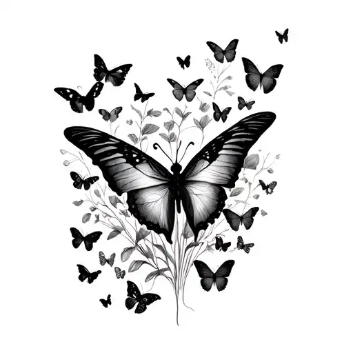 mini black butterflies tattoo design idea