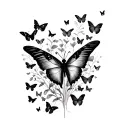 mini black butterflies tattoo design idea