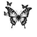 mini black butterflies tattoo design idea