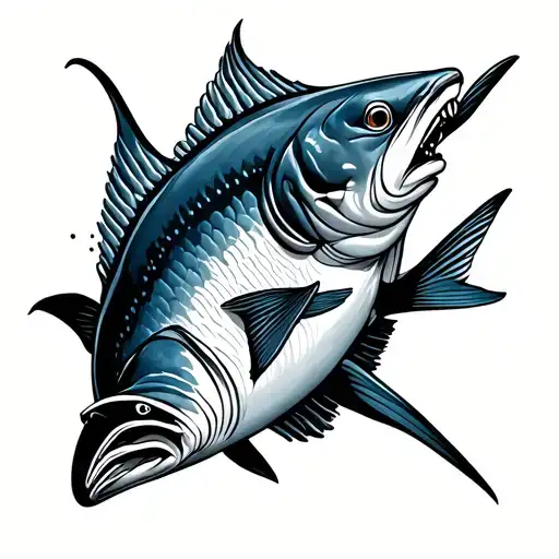 bluefin tuna swimming gracefully tattoo design idea