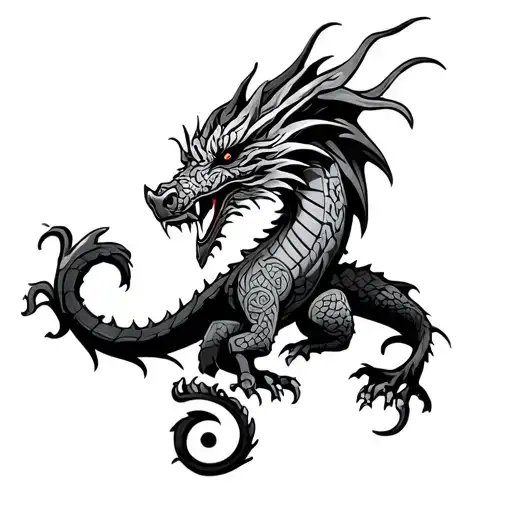 D'S U JR DS TS + celtic dragon tattoo design idea