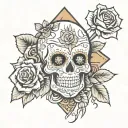 Sugar skull 2 Spears a cross a rose and a sun tattoo design idea