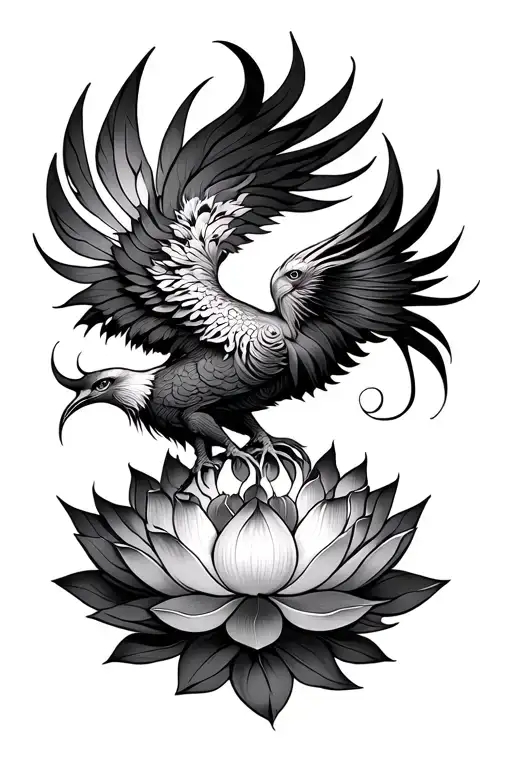 lotus mandala design with phoenix tattoo design idea