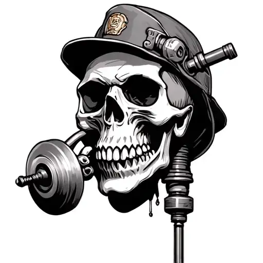 skull pipefitter grinder tattoo design idea