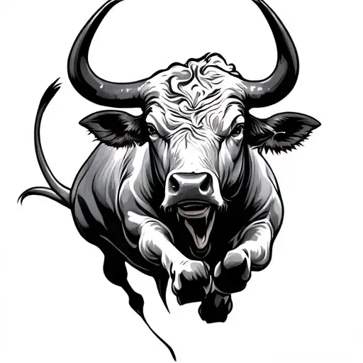jumping bull vertically tattoo design idea