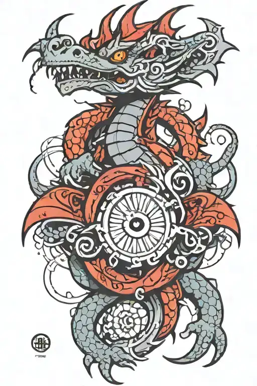 dragon with eyes surrounding them tattoo design idea