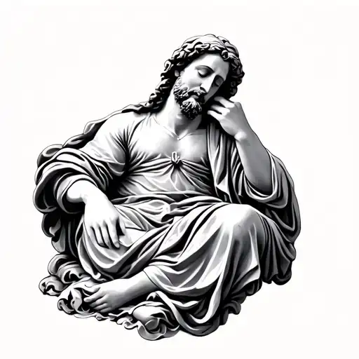 sleeping saint joseph statue full body tattoo design idea