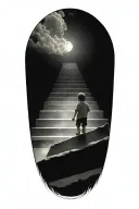 stairs to heaven with little boy tattoo design idea