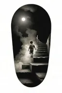 stairs to heaven with little boy tattoo design idea