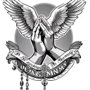 "In Loving Memory" "In Loving Memory" Praying Hands, Rosary, Dove, Black and Gray, Realism tattoo design idea
