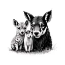 mom animal with 2 kid animals  tattoo design idea