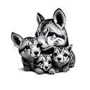 mom animal with 2 kid animals  tattoo design idea