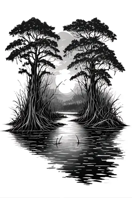 Louisiana swamp tattoo design idea