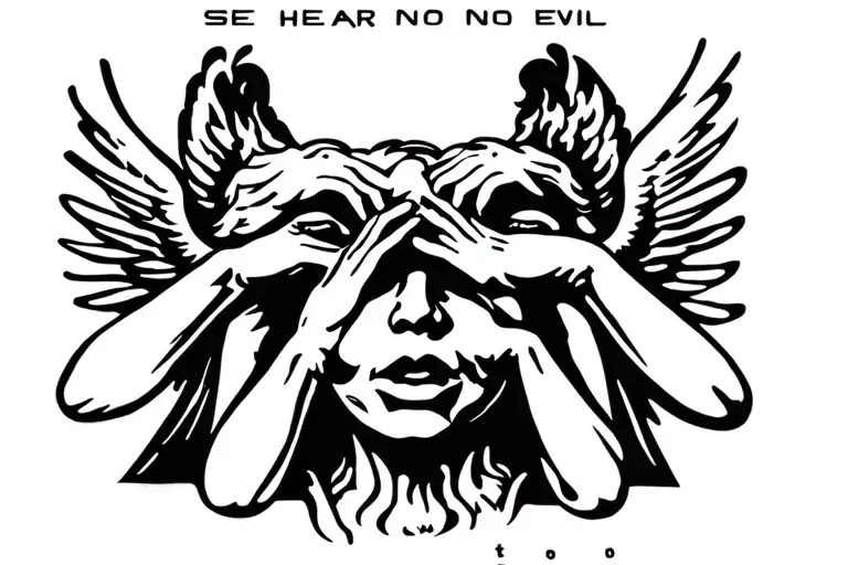 angels hear no evil see no evil speak no evil tattoo design idea