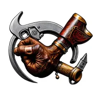 the deadman's hand and a Viking style pipe wrench tattoo design idea